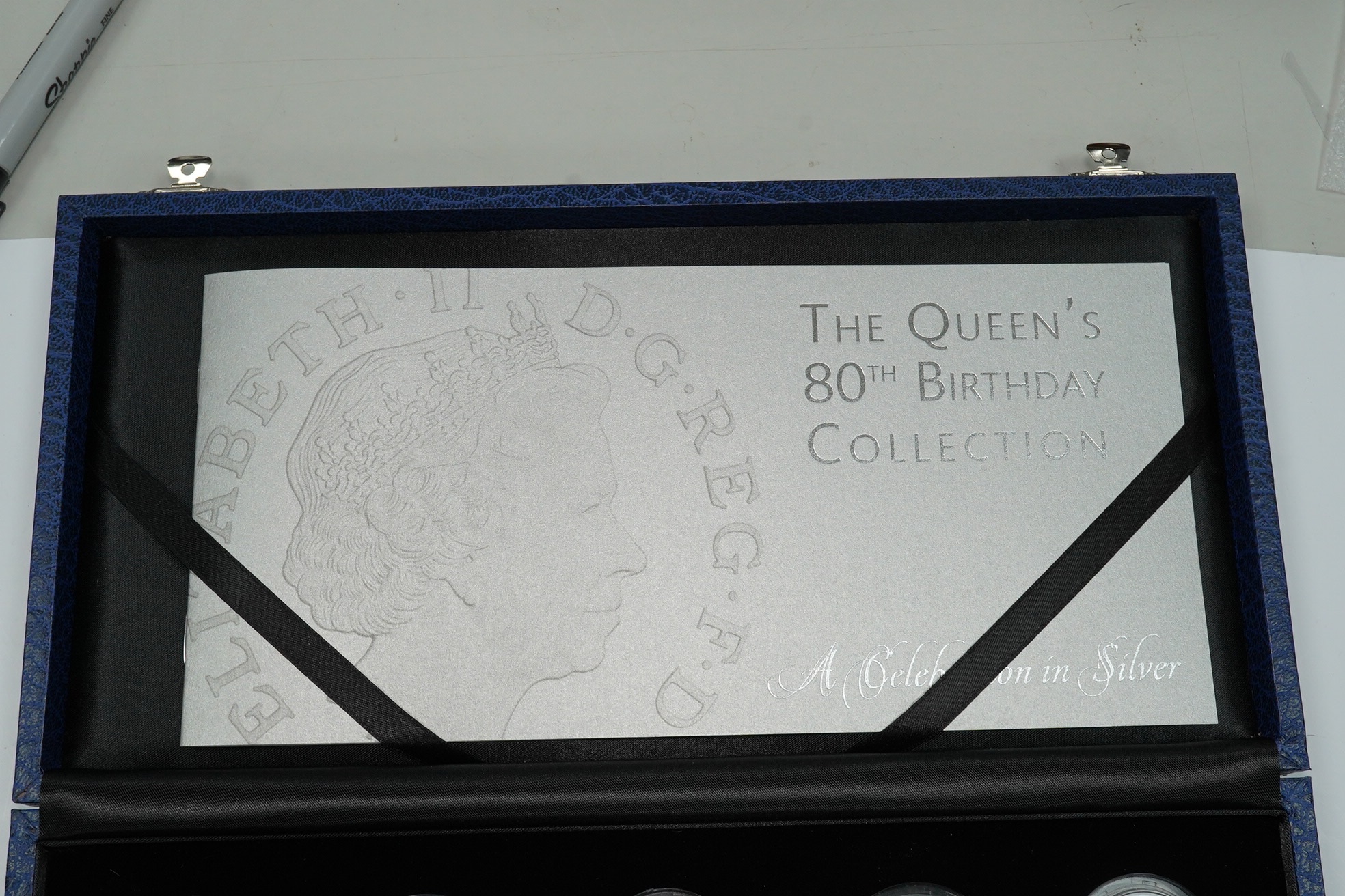 Royal Mint, UK coins, the Queen‘s 80th Birthday collection proof silver set of thirteen coins, crown to one penny and Maundy 1p to 4p